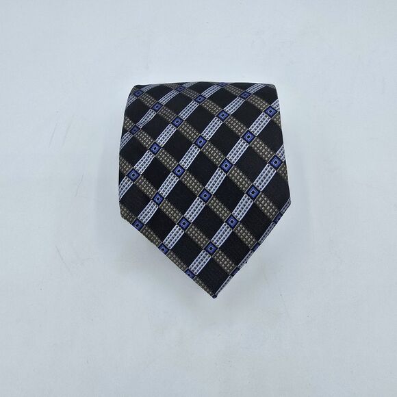 Paul Dione Mens Slik Multi Colored Brown Necktie 57x 4 In Geometric Menswear - Picture 1 of 6